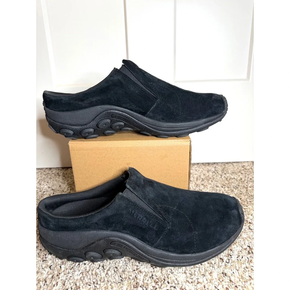 Merrell Mens Jungle Moc Explorer Black Suede Slip On Shoes Worn Once Size 13